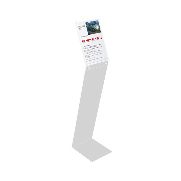 Porte-affiche sur pied en forme Z cristal plexiglass format A4