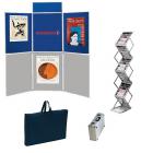 Kit complet stands 6 panneaux  + 1 pancarte + présentoir zig-zag alu-plexiglass 6 cases + sacs de transports
