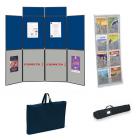 Kit complet stands 8 panneaux  + 2 pancartes + présentoir nylon 8 poches + sacs de transports