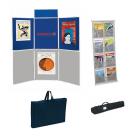 Kit complet stands 6 panneaux  + 1 pancarte + présentoir nylon 8 poches + sacs de transports