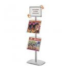 Présentoir Cadro-Clic® sur pied  1 porte-affiche A4 et 2 étagères brochures