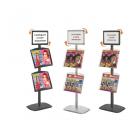 Porte-messages de sol Cadro-Clic® 1 porte-affiche A4 et 2 étagères