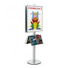 Porte-affiches Visual-Displays® double-faces avec 2 cadres 60x80 cm et 2 étagères inclinées finition aluminium anodisé naturel