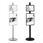 Porte-affiches Visual-Displays® 1 cadre A3 et 1 cadre A2, réglable en hauteur et modulable sens portrait ou paysage