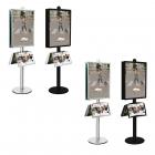 Porte-affiches Visual-Displays® double face avec 2 cadres 60x80 cm et 2 étagères inclinées