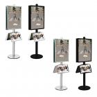 Porte-affiches Visual-Displays® double face avec 2 cadres 60x80 cm et 2 étagères inclinées