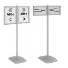 Porte-messages de sol Info-Displays® double-faces H 133 cm - Aluminium