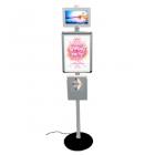 Totem digital : 1 poteau H160 cm + 1 écran LCD blanc 10 pouces + 1 cadre A3 + porte-brochures A4
