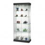 Vitrine armoire H 180 x L 80 cm socle + toit noir + 2 spots - Noir Mat