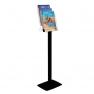 Porte-brochures et revues plexiglass-cristal sur pied NOIR -  3 cases A4