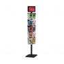 Porte brochure cristal double-faces sur pied NOIR - 20 cases 1/3 A4