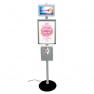 Totem 1 poteau 160 cm + 1 écran blanc 10 pouces + 1 cadre A3 + porte-brochures A4